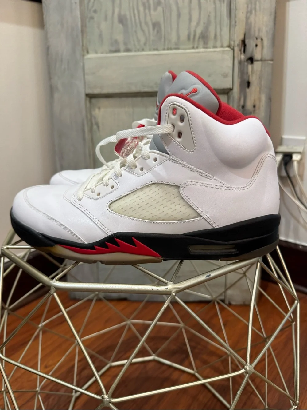 Nike Air Jordan V 5 Retro White Fire Red Black 2020 Silver Tongue Size 11